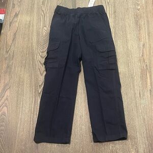 NWT Pants Boys Straight Relaxed Fit Mid Rise Pull On Cotton Black Size 8 Husky